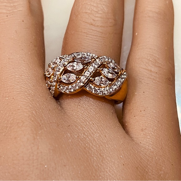 🎁Gorgeous GP 925 Sterling Silver Hatch & Line Ring w/Marquis & Round Cut Zircon - Picture 14 of 16